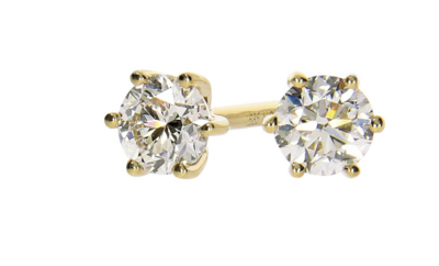 GRACE diamond earrings, made of 14 ct. yellow gold and 2 x 0,05 ct. TW/SI brilliant cut diamonds