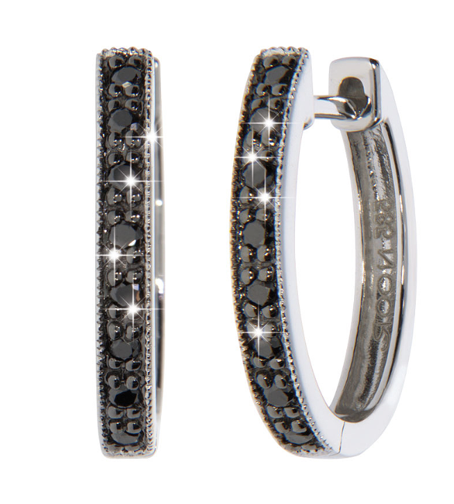 MARILYN earrings, made of 14 ct. white gold and black 0,11 ct. black diamonds