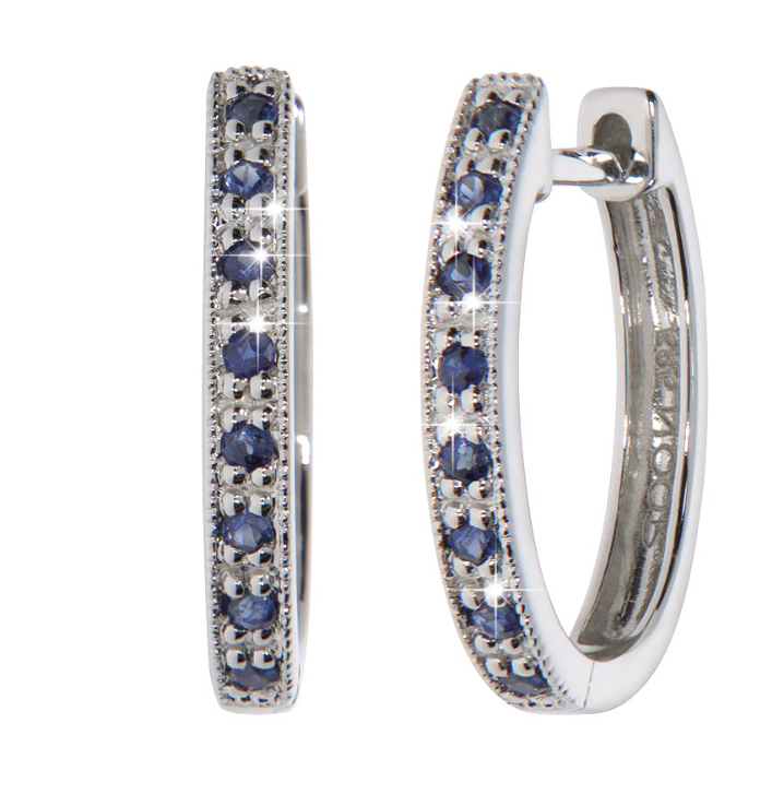 MARILYN earrings, made of 14 ct. white gold and 0,10 ct. sapphire