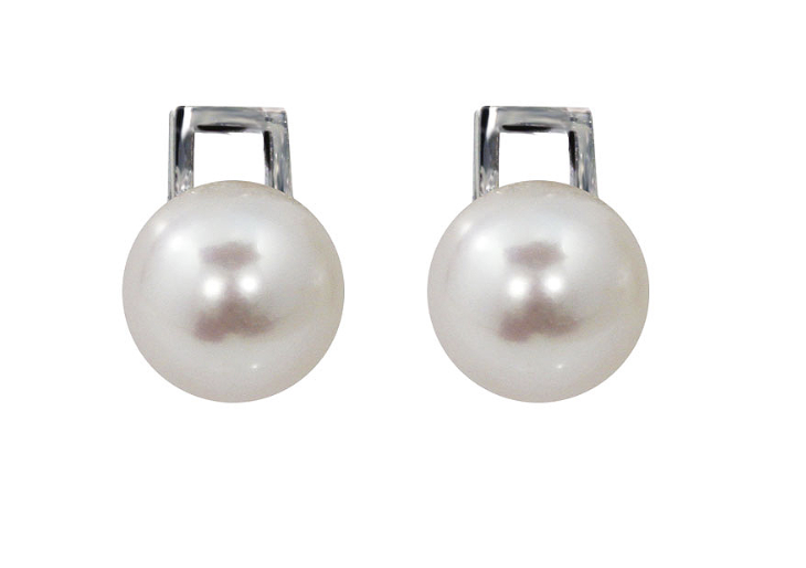 MARILYN pendant for earrings, made of 14 ct. white gold and white 7 mm. pearls