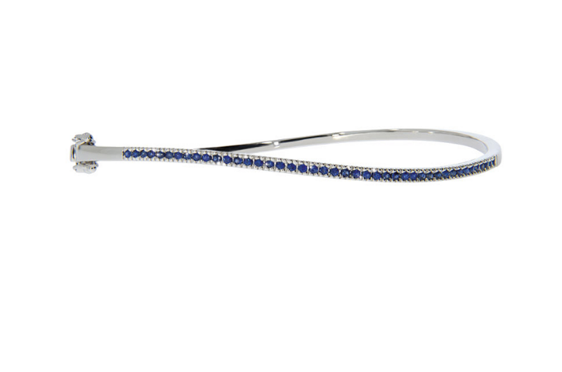 SUBLIME bracelet, made of 14 ct white gold and 0,40 ct. blue sapphire. 19 cm