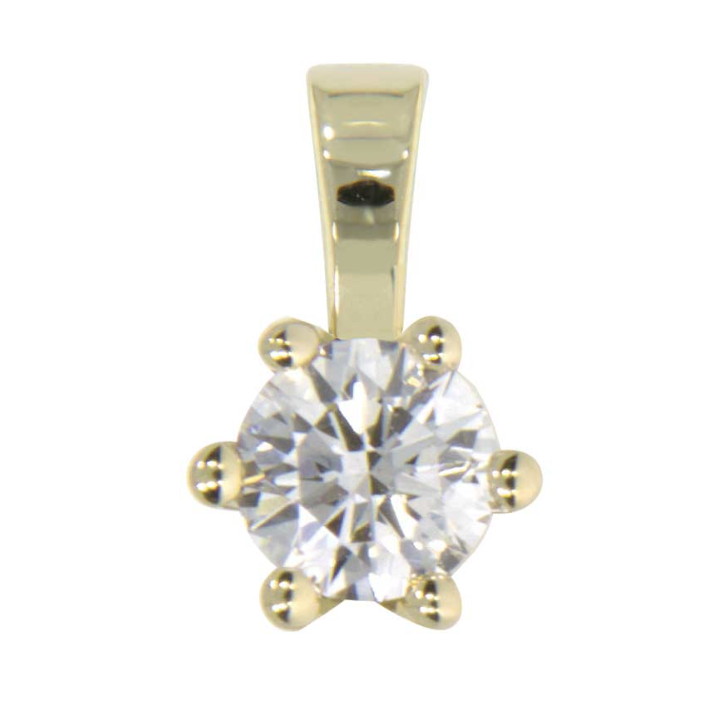 PRINCESS diamond pendant, made of 14 ct. yellow or white gold and custom sized TW/SI diamond.