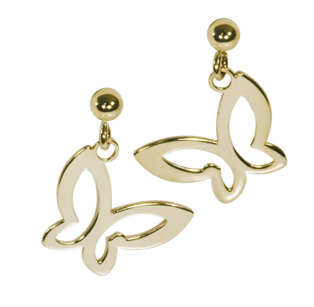 BUTTERFLY earrings, made of 14 ct. yellow gold