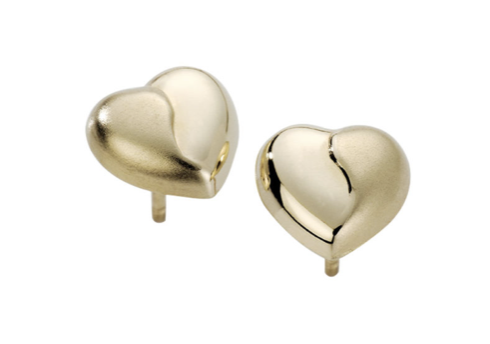 MADELEINE heart earrings, made of 14. ct yellow gold. 7,5 mm.