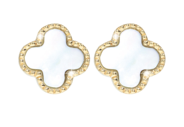CLOVER earrings, made of 14 ct. yellow gold and mother of pearl.