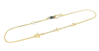 ESTELLE bracelet, made of 14 ct. yellow gold 0,9 mm. with stars from Cubic Zirconia. 21-17 cm.