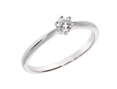 GRACE stud diamond ring, made of 14 ct. white gold and 0,20 ct. TW/SI diamond