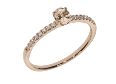 MORGANA diamond ring, made of 14 ct. rose gold, 0,14 ct. W/SI diamonds and morganite