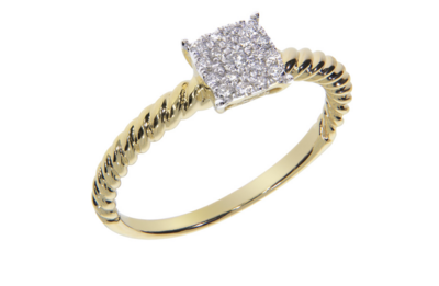 SUNSET diamond ring, made of 14 ct. yellow gold and 0,20 ct. TW/SI diamonds
