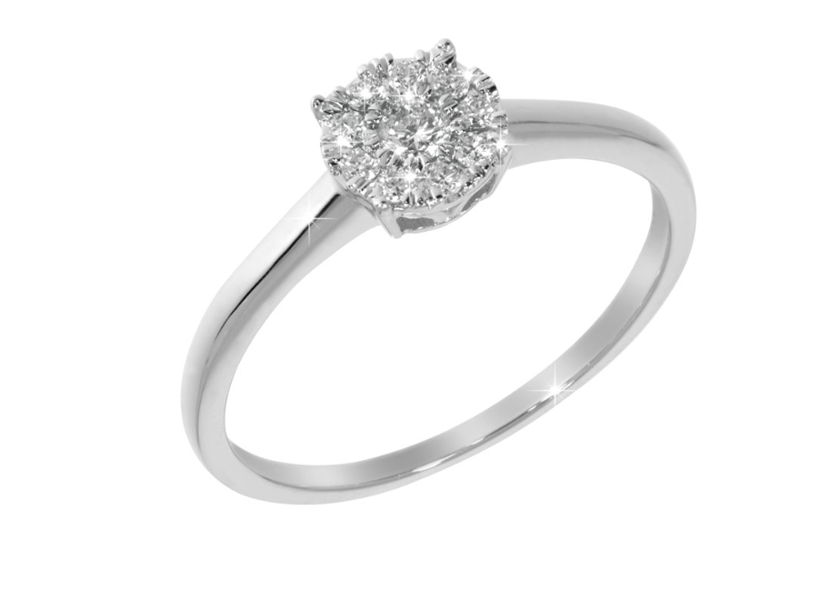 VICTORIA diamond ring, made of 14 ct. white gold and 0,20 ct. TW/SI diamonds