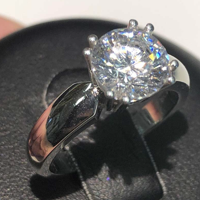 LOTUS diamond ring, made of 14 ct. white gold and custom sized TW/SI diamond.