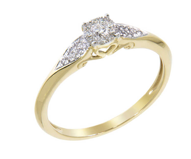 VIVIANNE diamond ring, made of 14 ct. yellow gold and 0,15 ct. TW/SI diamonds