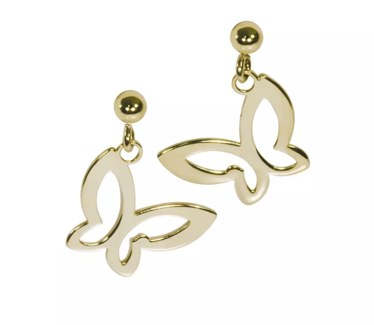 BUTTERFLY earrings, made of 14 ct. yellow gold