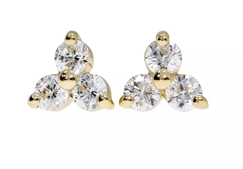 STARLET earrings, made of 14 ct. yellow gold and cubic zirconia