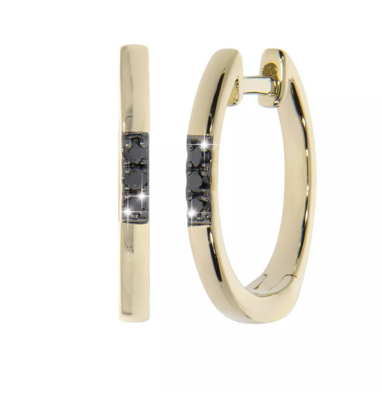 TANGO black diamond earrings, made of 14 ct. yellow gold and 0,04 ct. black diamonds