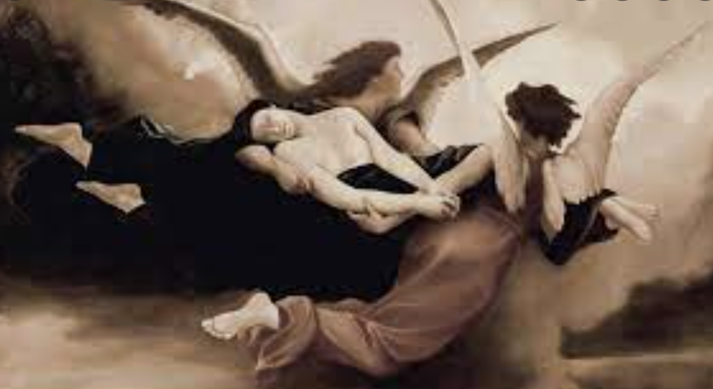 Study of Bouguereau "A soul brought to heaven" 1878. 210 X 110 cm