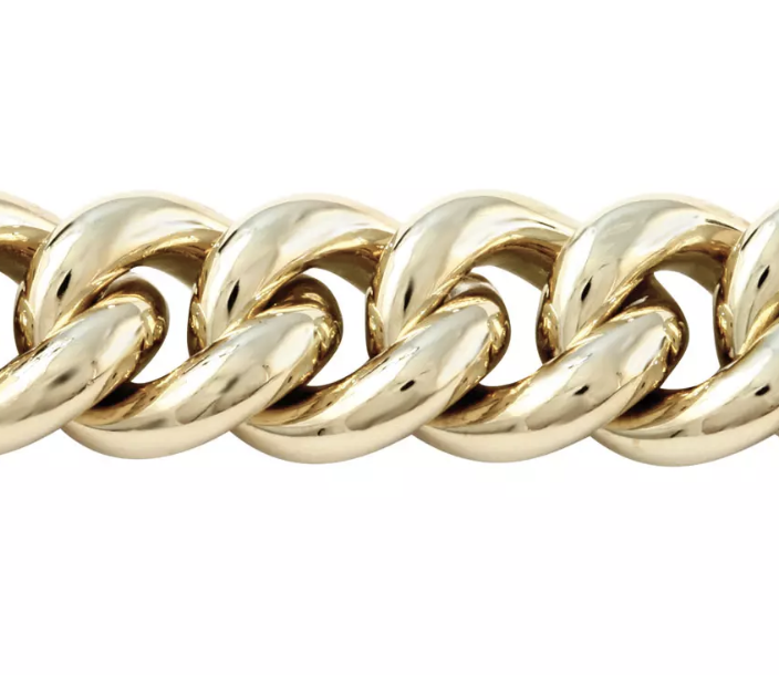 CUBAN LINK bracelet, handmade of 14 ct. yellow gold 12,5 mm. 20 cm.