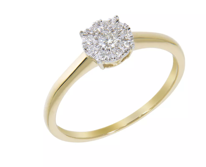 VICTORIA diamond ring, made of 14 c.t yellow gold and 0,20 ct. TW/SI diamonds