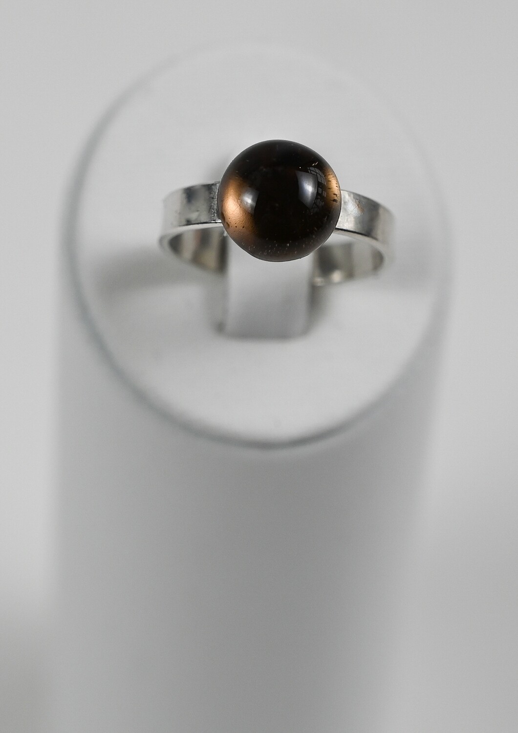 DROPS ring, made 925 sterling silver and 9,0 mm. brown moonstone. Handmade by Helle Hennie