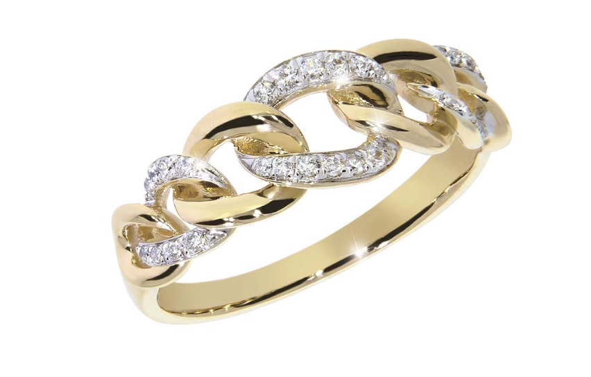 MODENA diamond ring, made of 14 ct yellow gold and 0,15 ct. TW/SI diamonds