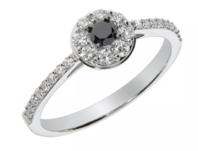 MAXIMA diamond ring, made of 14 ct. white gold, 0,40 ct. W/SI diamonds and 0,19 ct. black diamond