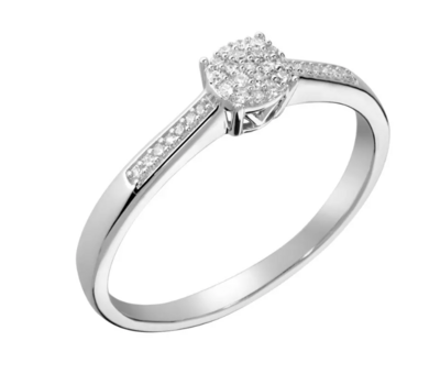 ROSALIND diamond ring, made of 14 ct. white gold and 0,10 ct. TW/SI diamonds