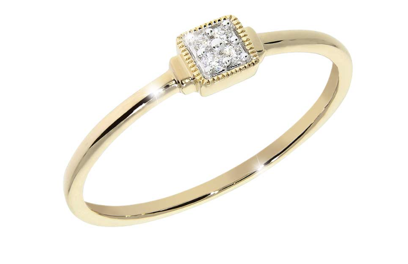 ROSETTA diamond ring, made of 14 ct. yellow gold and 0,03 ct. TW/SI diamonds