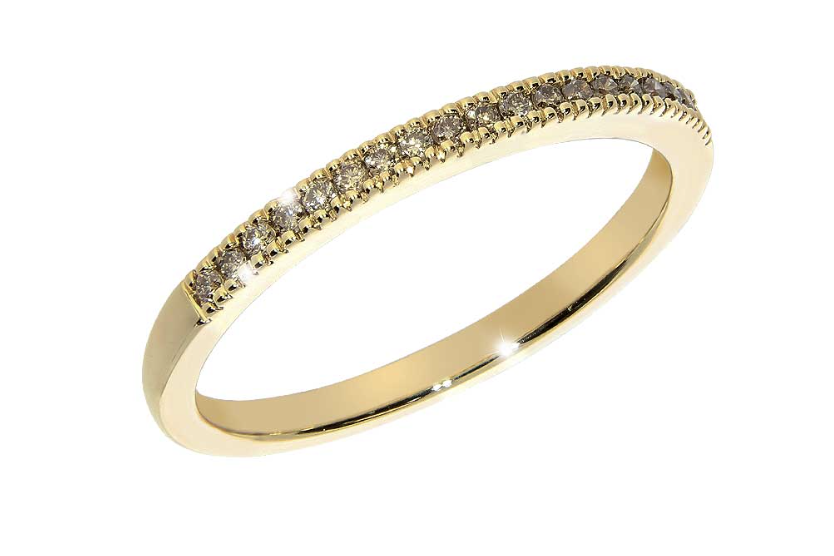 SUBLIME diamond ring, made of 14 ct. yellow gold and brown C5 0,13 ct. diamonds