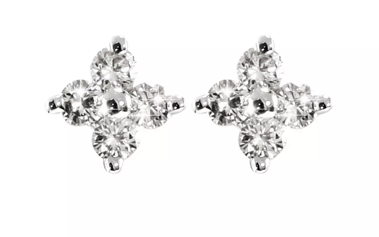 NATALIA diamond earrings, made of 14 ct. white gold and 0,08 ct. W/SI diamonds