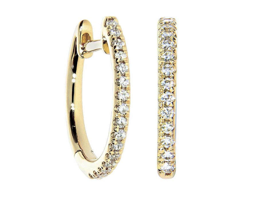 FORTUNA diamond earrings, made of 14 ct. yellow gold and 0,16 ct. W/SI diamonds. 14,4 x 1,4 mm FORTUNA diamond earrings, made of 14 ct. yellow gold and 0,16 ct. W/SI diamonds. 14,4 x 1,4 mm