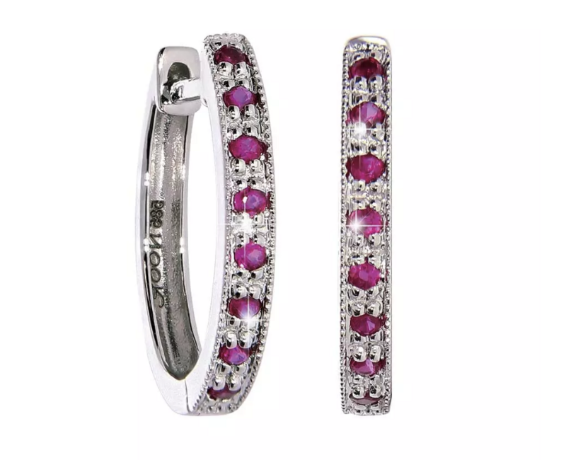 MARILYN earrings, made of 14 ct. white gold and 0,13 ct. rubies