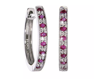MARILYN earrings, made of 14 ct. white gold and 0,13 ct. rubies