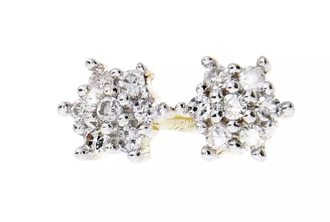 MINI SUNNY diamond earrings, made of 14 ct. yellow gold and 0,03 ct. TW/SI diamonds