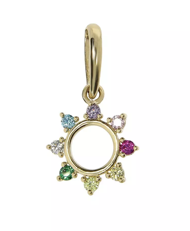 CONFETTI pendant, made of 14 ct. yellow gold and colored cubic zirconias