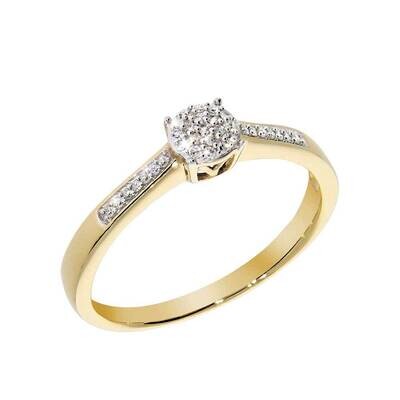 ROSALIND diamond ring, made of 14 ct. yellow gold and 0,10 ct. TW/SI diamonds