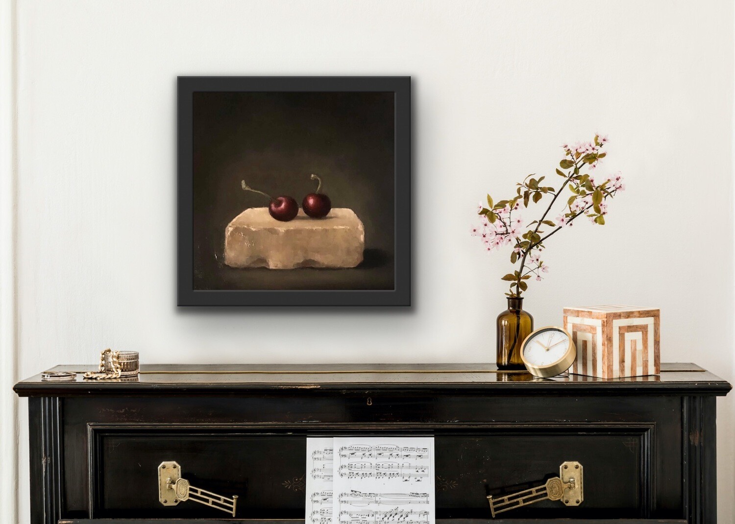 Cherrys on brick, 40 X 40 cm