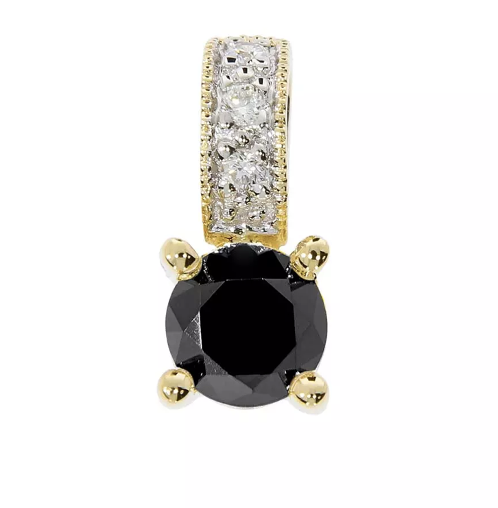 POLAR black diamond pendant, made of 14 ct. yellow gold, 0,02 ct. TW/SI diamonds and black diamond 4 mm.