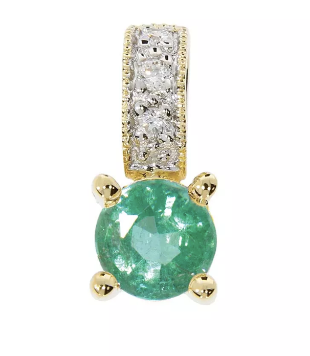 POLAR emerald pendant, made of 14 ct. yellow gold, 0,02 TW/SI diamonds and 4 mm. emerald