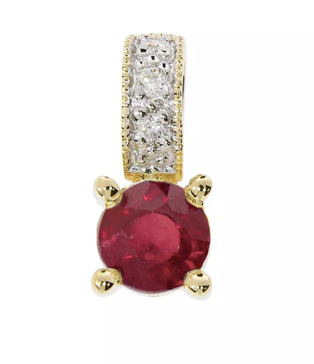 POLAR ruby pendant, made of 14 ct. yellow gold, 0,02 TW/SI diamonds and 4 mm ruby 4mm.