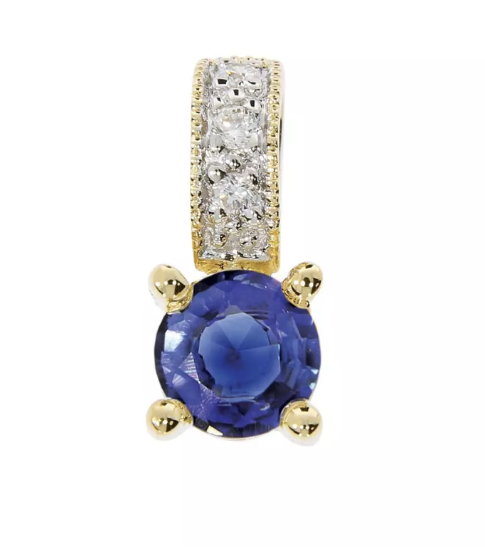 POLAR sapphire pendant, made of 14 ct. yellow gold, 0,02 ct. TW/SI diamonds, and sapphire 4 mm.