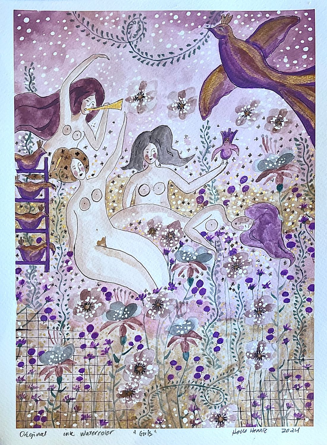 GIRLS - WATERCOLOR - 35x 25 cm.