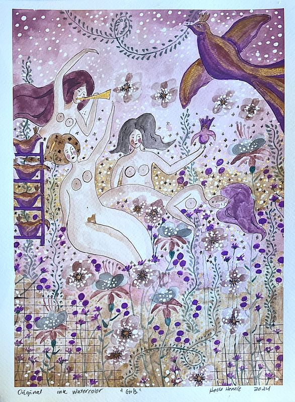 GIRLS - WATERCOLOR - 35x 25 cm.