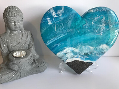 9” Ocean Heart Wall Or Shelf Decor