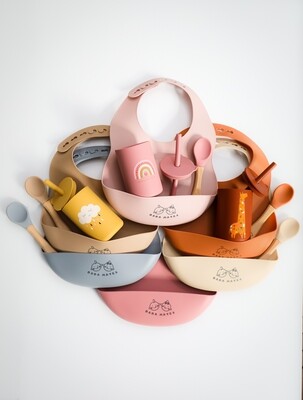Bowl Sets + Bibs + Cup With Straw