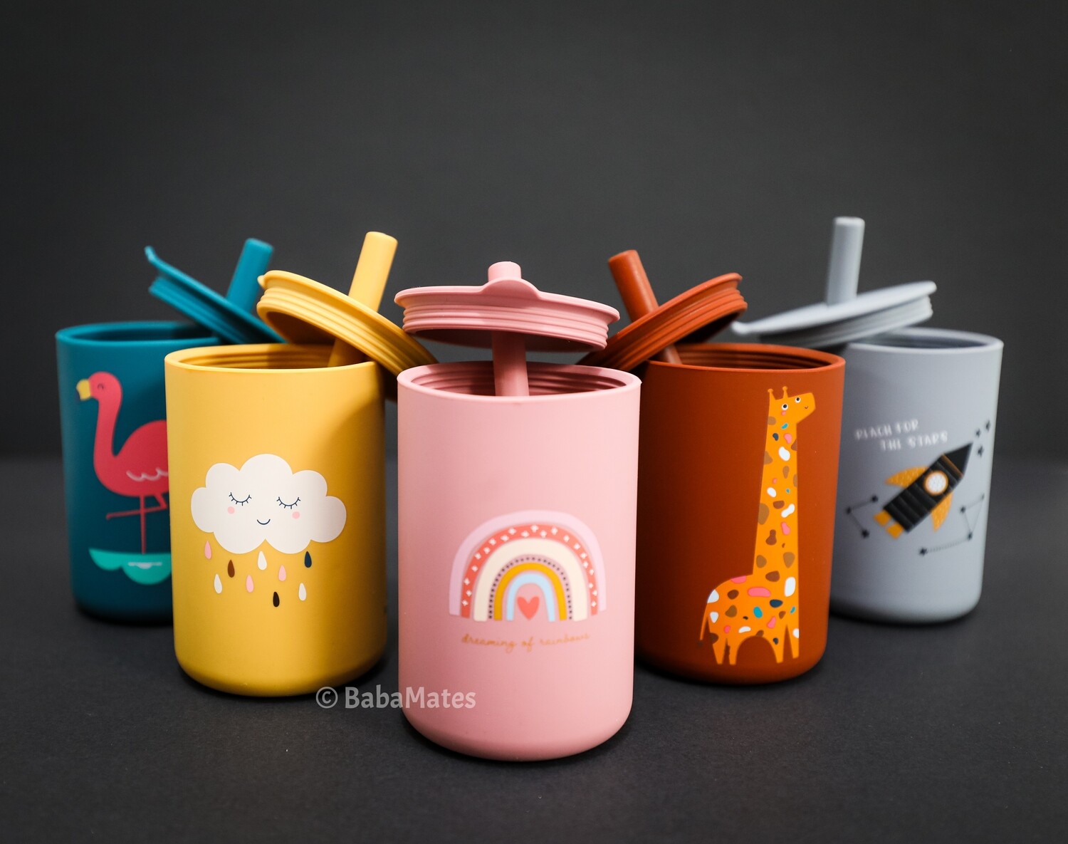 Cute Silicone Cups with Straw