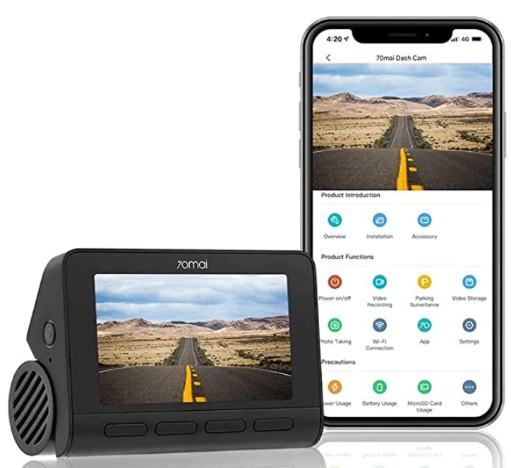 70mai A800S True 4K Dash Cam, Builtin GPS, ADAS, in App Playback