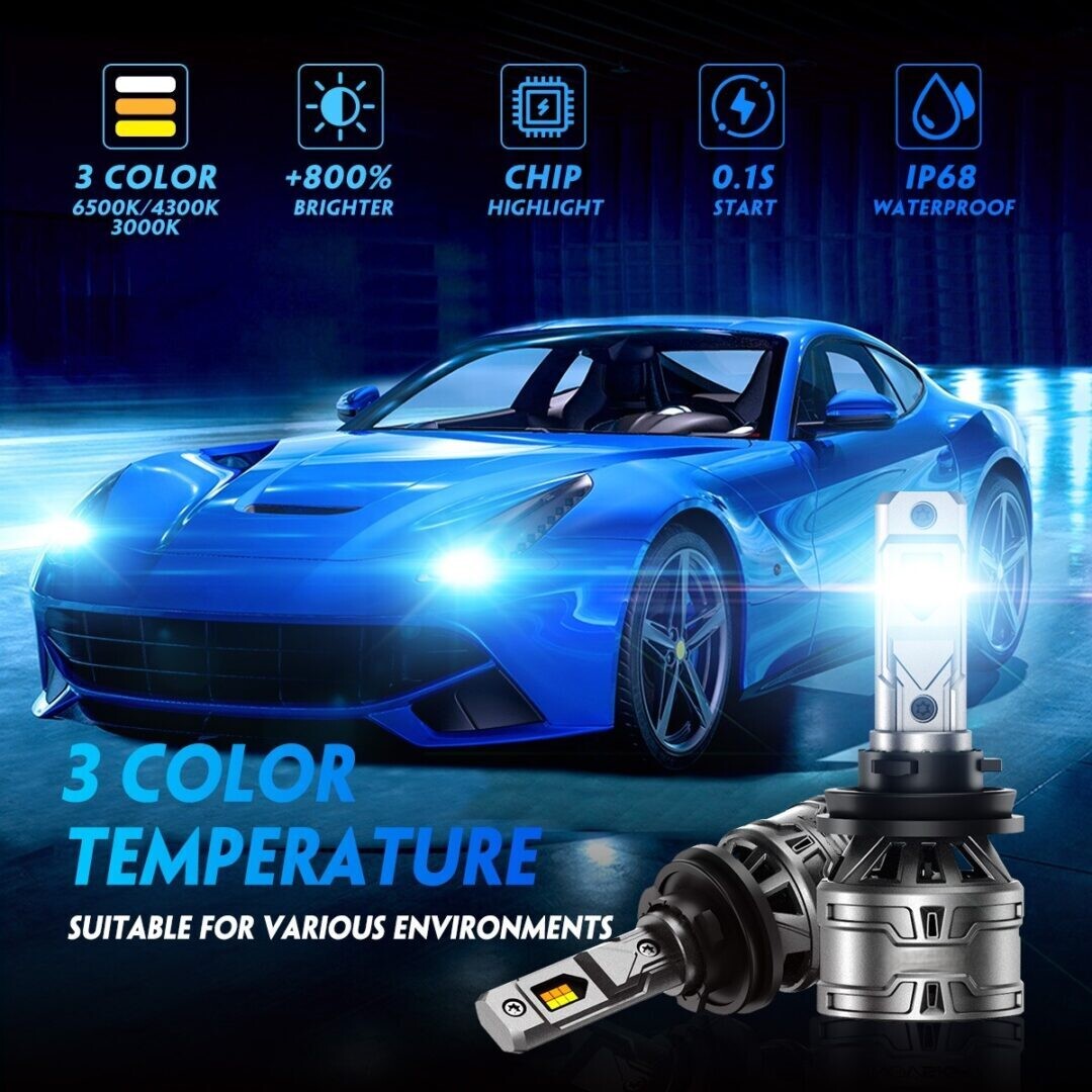 Tri Color Automotive LED 3000K/4300K/6500K 40W H11 / H8 / H16