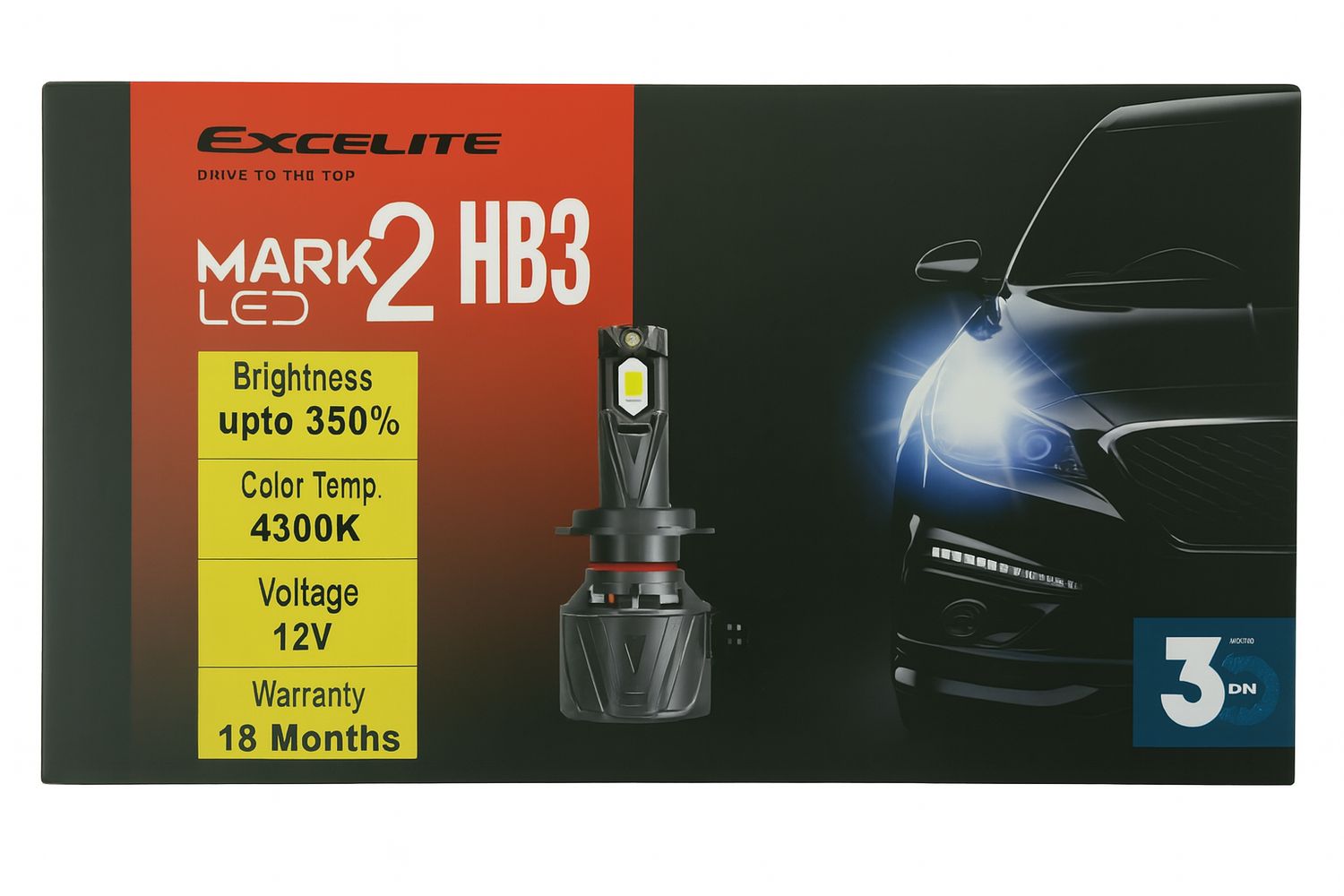 Excelite Mark 2 80W 4300 Kelvin LED bulbs - HB3 / 9005