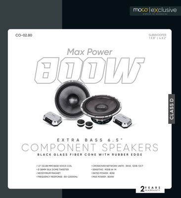 MOCO 6.5&quot; COMPONENT SPEAKERS SET GLASS FIBRE CONE RMS 80W