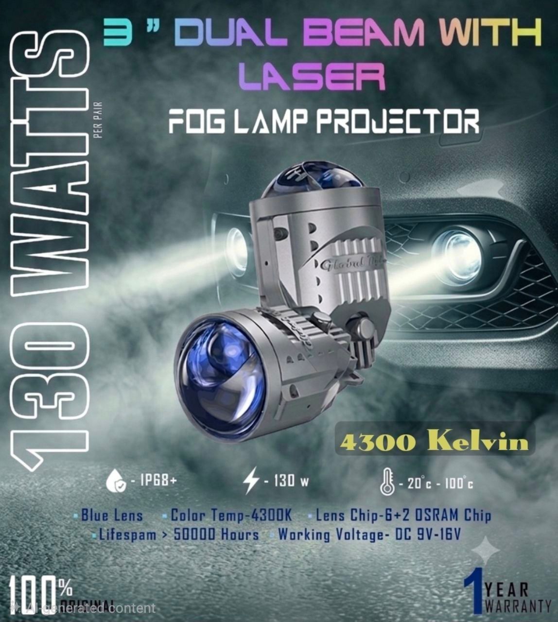 Global Byte 3 inch 4300K Dual Beam Laser Projector